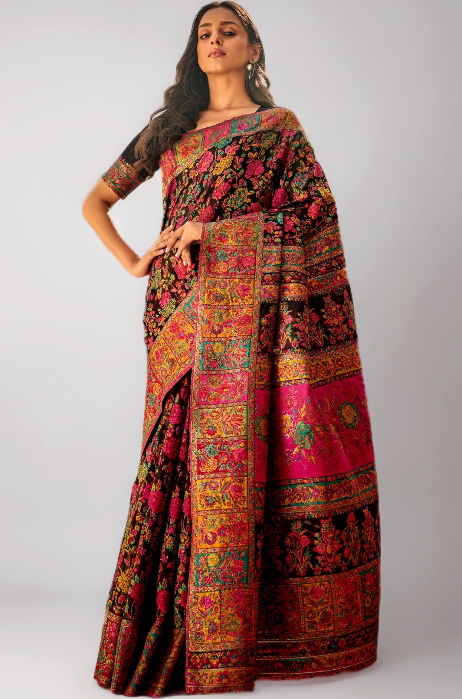 - Women's kanjivaram banarasi silk saree for Patola festival Wedding silk with rich pallu Design sarees for women with blouse piece