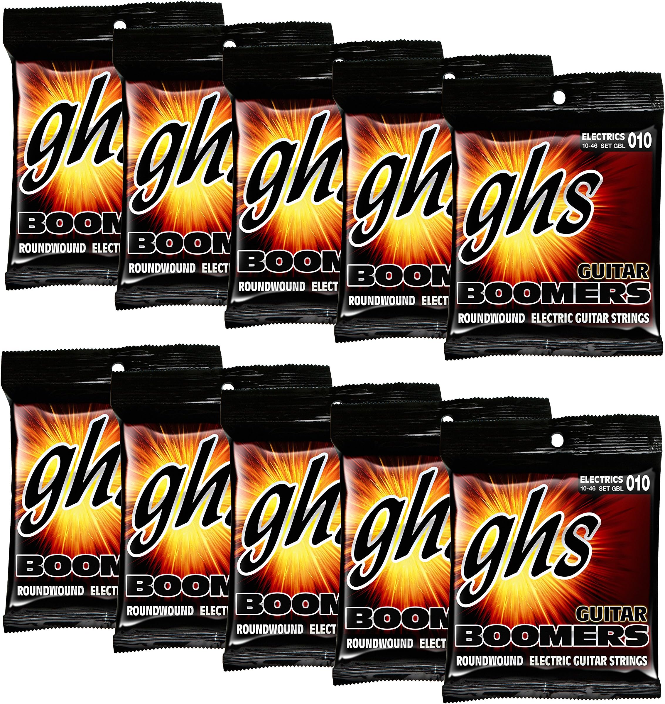 GHS StringsGBL Guitar Boomers, Nickel-Plated Electric Guitar Strings, Light (10-46) Pack of 10 SETS