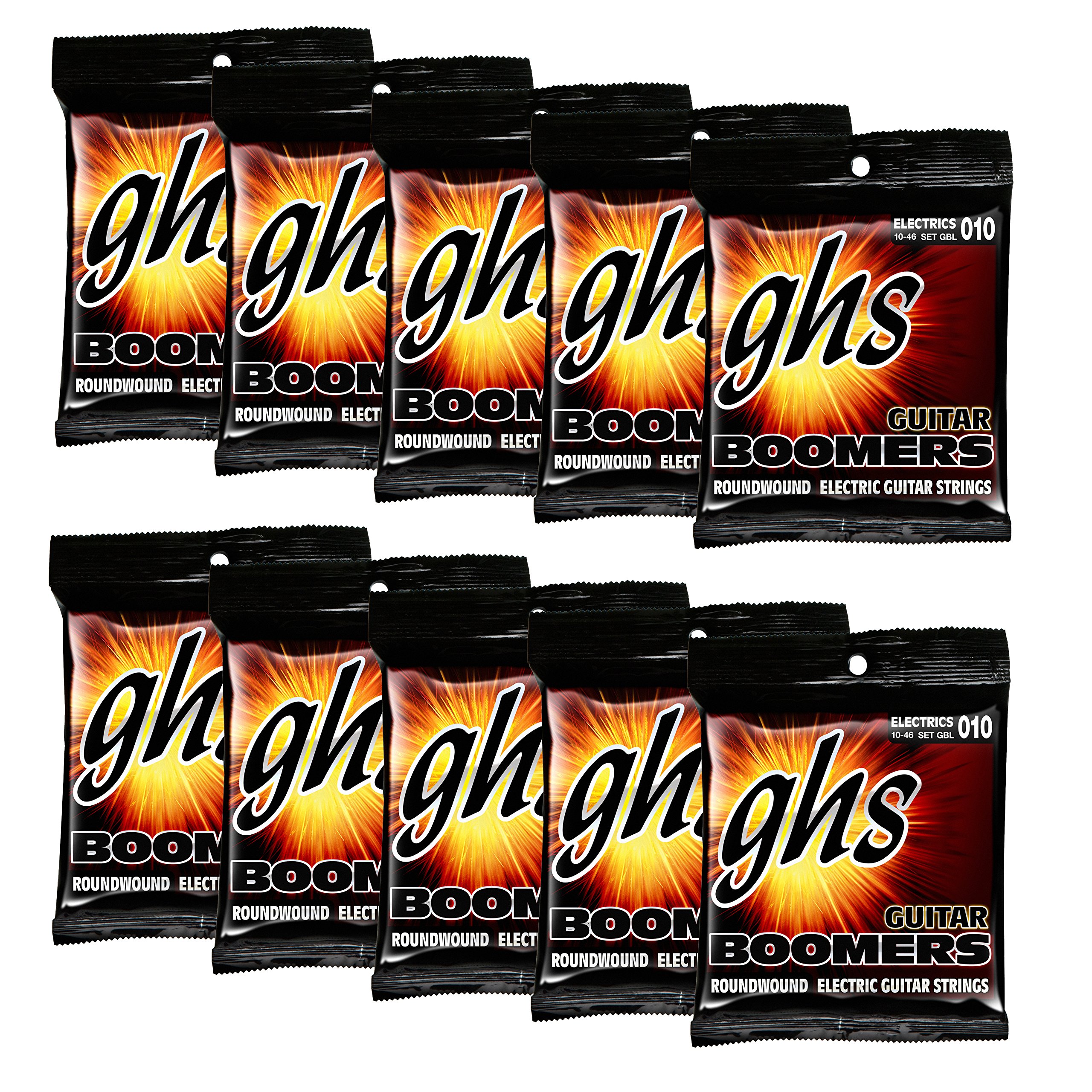 GHS StringsGBL Guitar Boomers, Nickel-Plated Electric Guitar Strings, Light (10-46) Pack of 10 SETS