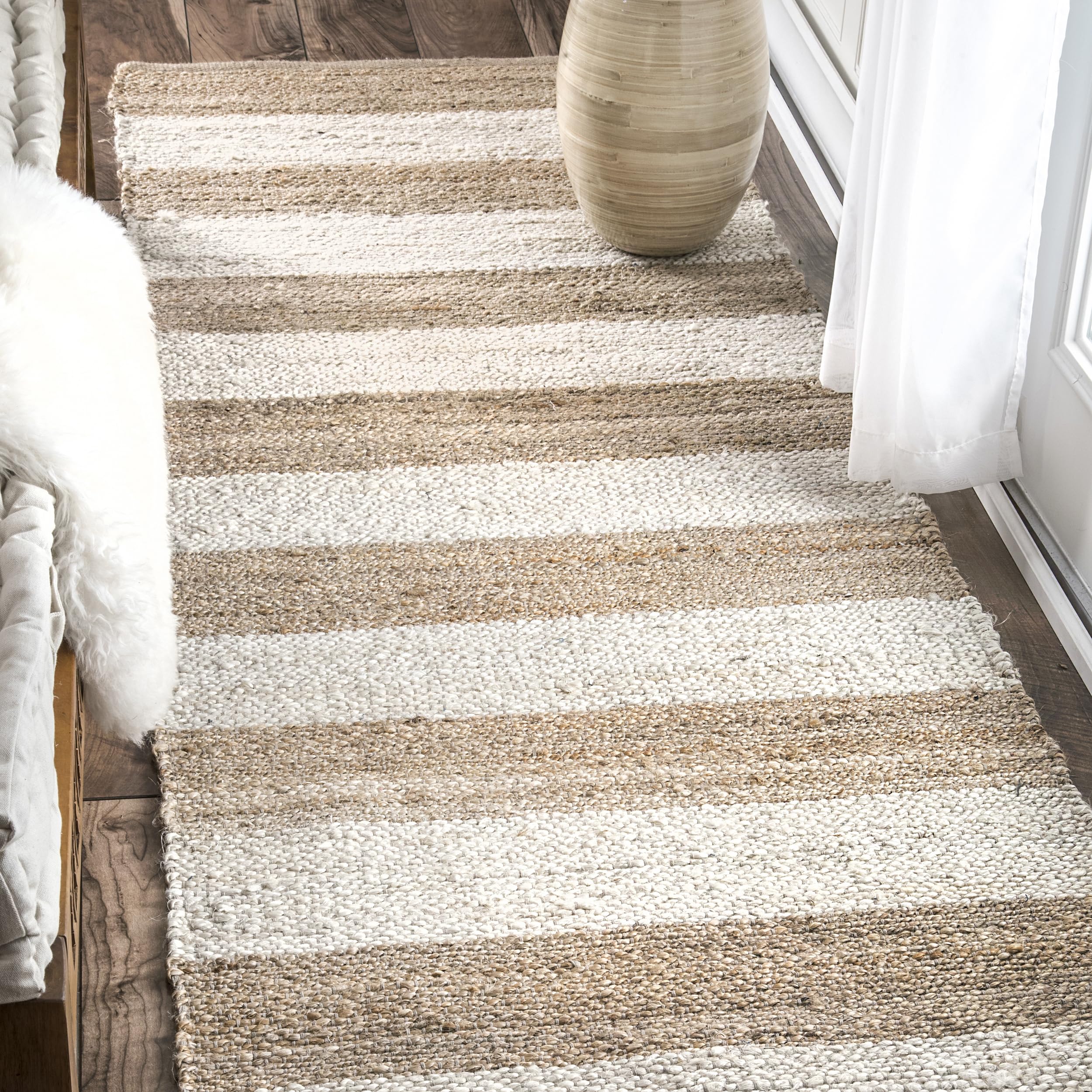 【CLASSICO】 New Classic Runner Ivory / FLCCEA3U03 Amazon.com: nuLOOM Alisia Flatweave Striped Jute Runner Rug
