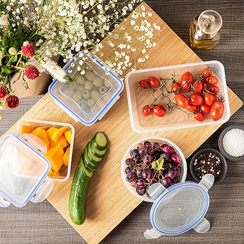 Miniatura 6 de Moss & Stone Recipientes herméticos de plástico para almacenamiento de alimentos con tapas, juego de fiambreras seguras para lavavajillas y