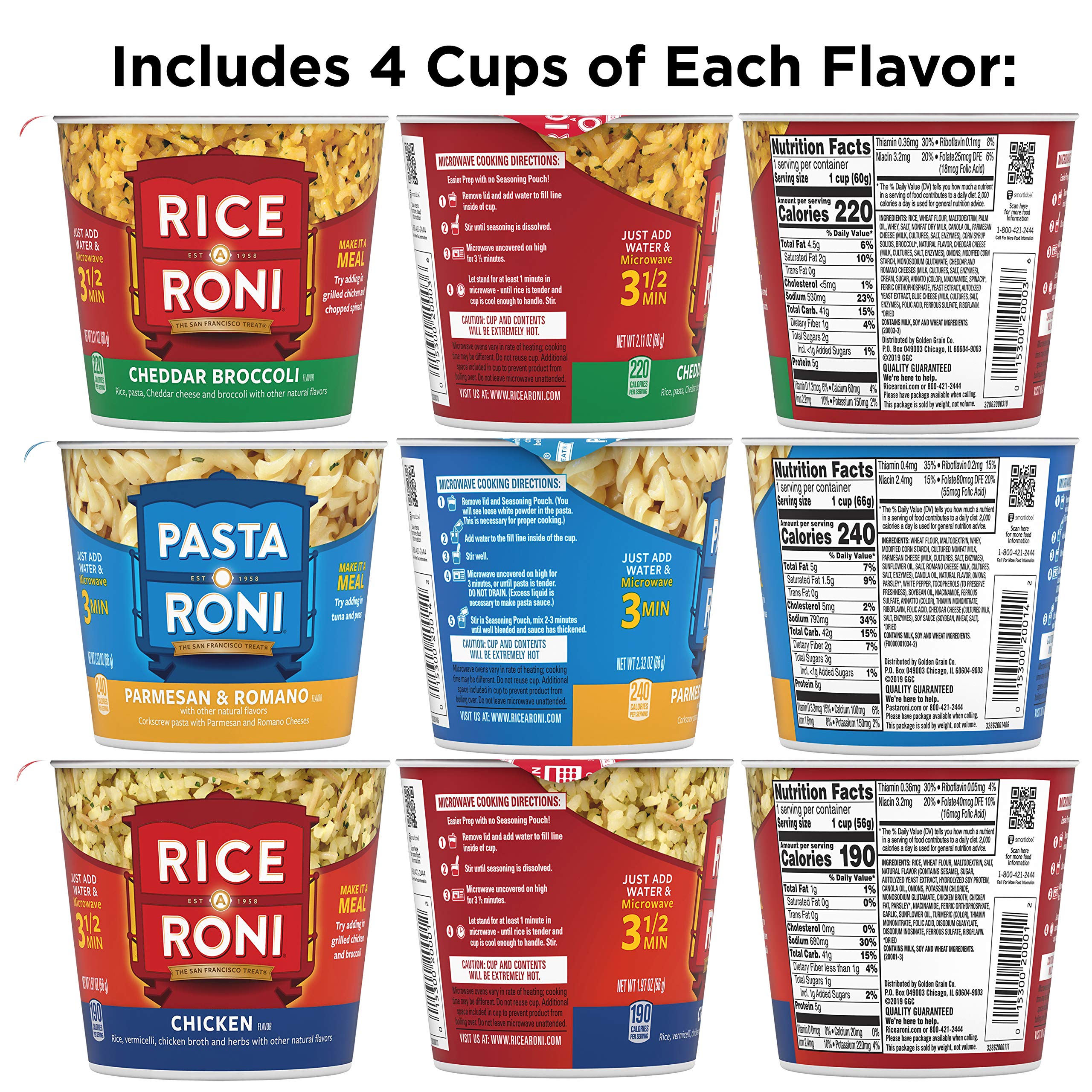 Buy PASTA RONI Quaker Rice a Roni Cups Individual Cup, 3Flavor Variety