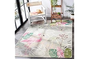 SAFAVIEH Barbados Area Rug - 8x10, Grey & Pink, Tropical, Non-Shedding, Indoor/Outdoor,...