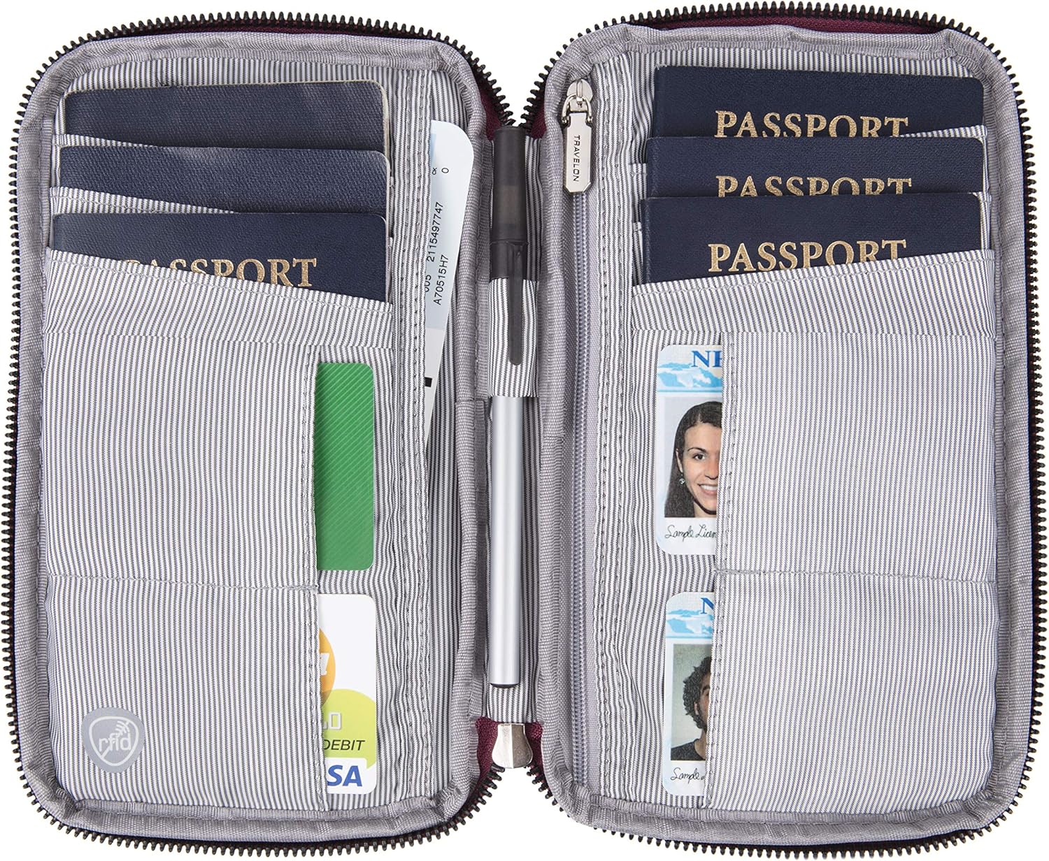  | Travelon Women's RFID Blocking Family Passport Zip Wallet, Mod Floral, One Size | Passport Wallets