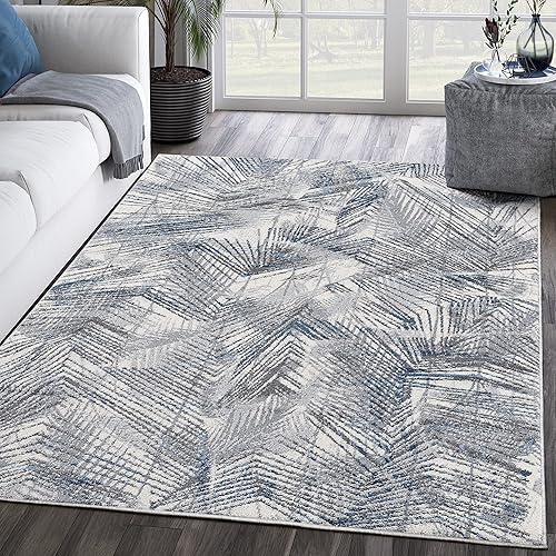 Abani Alfombra de área 8 x 10 pulgadas colección Mist diseño de hojas de palma pelo medio hecha en Turquía resistente a manchas y cobertizos sala de