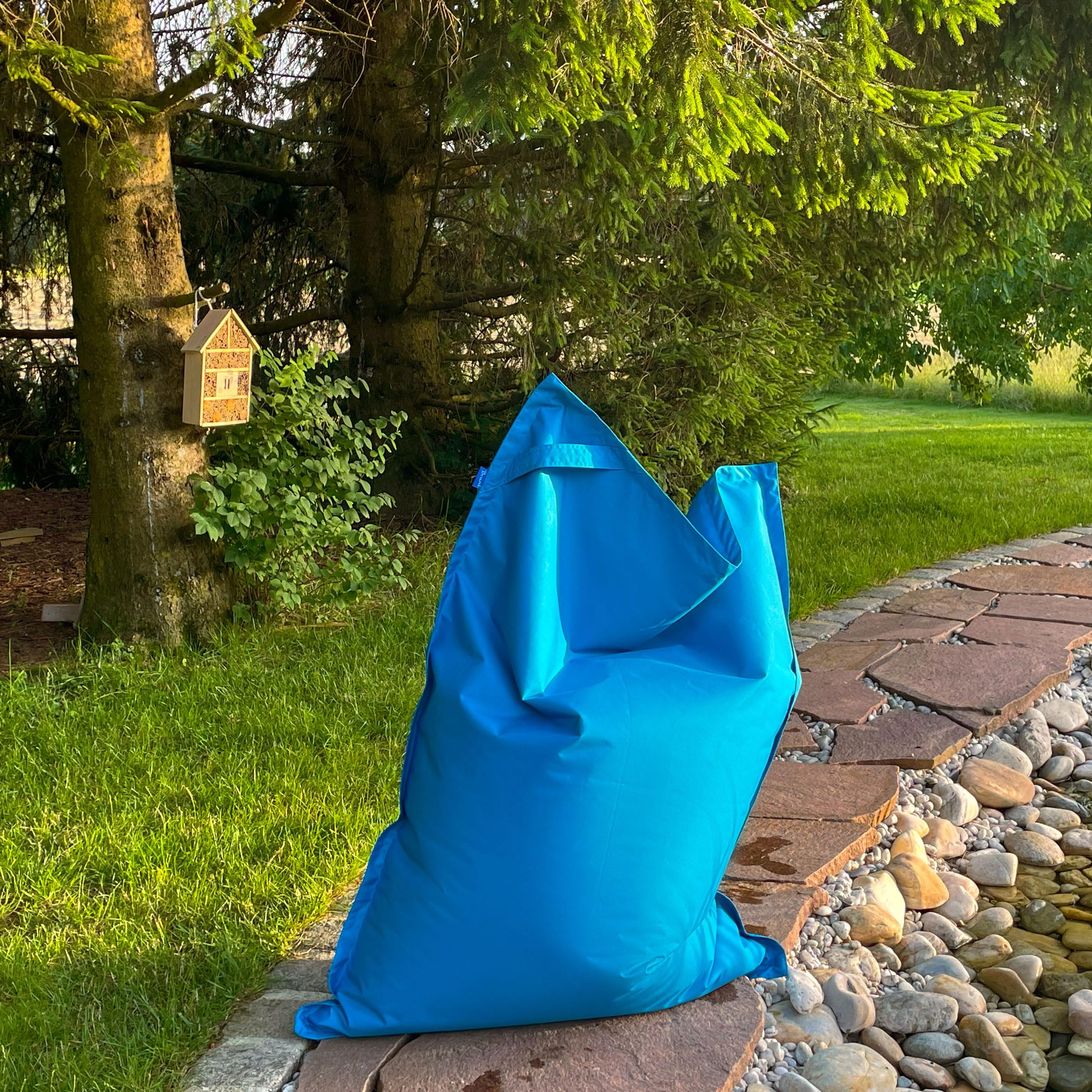 Bruni Kinder-Sitzsack Caree Kids in Blau – rechteckiger Indoor- und Outdoor-Sitzsack für Kinder mit 140x100 cm und Innenhülle, Bean Bag aus Deutschland