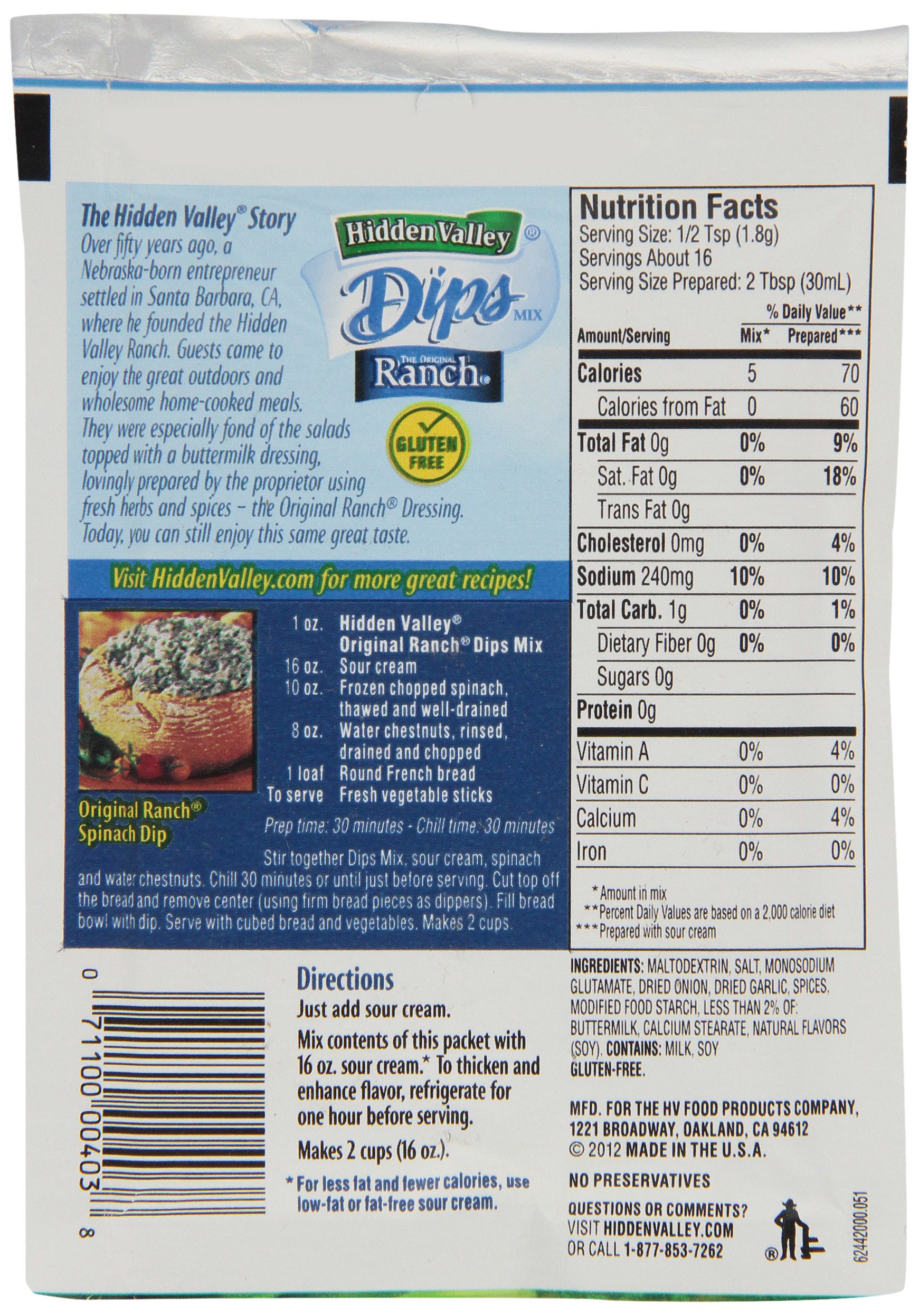 Hidden Valley Die Ranch Dips Originalmix, 28 Gramm (Packung mit 24)
