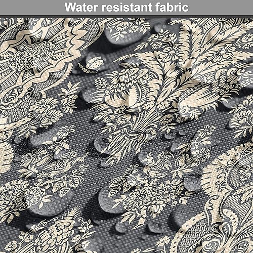 Miniatura 6 de Ambesonne Tela de damasco por The Yard, patrón clásico barroco de estilo victoriano con imagen de hojas florales ornamentales, tela decorativa para