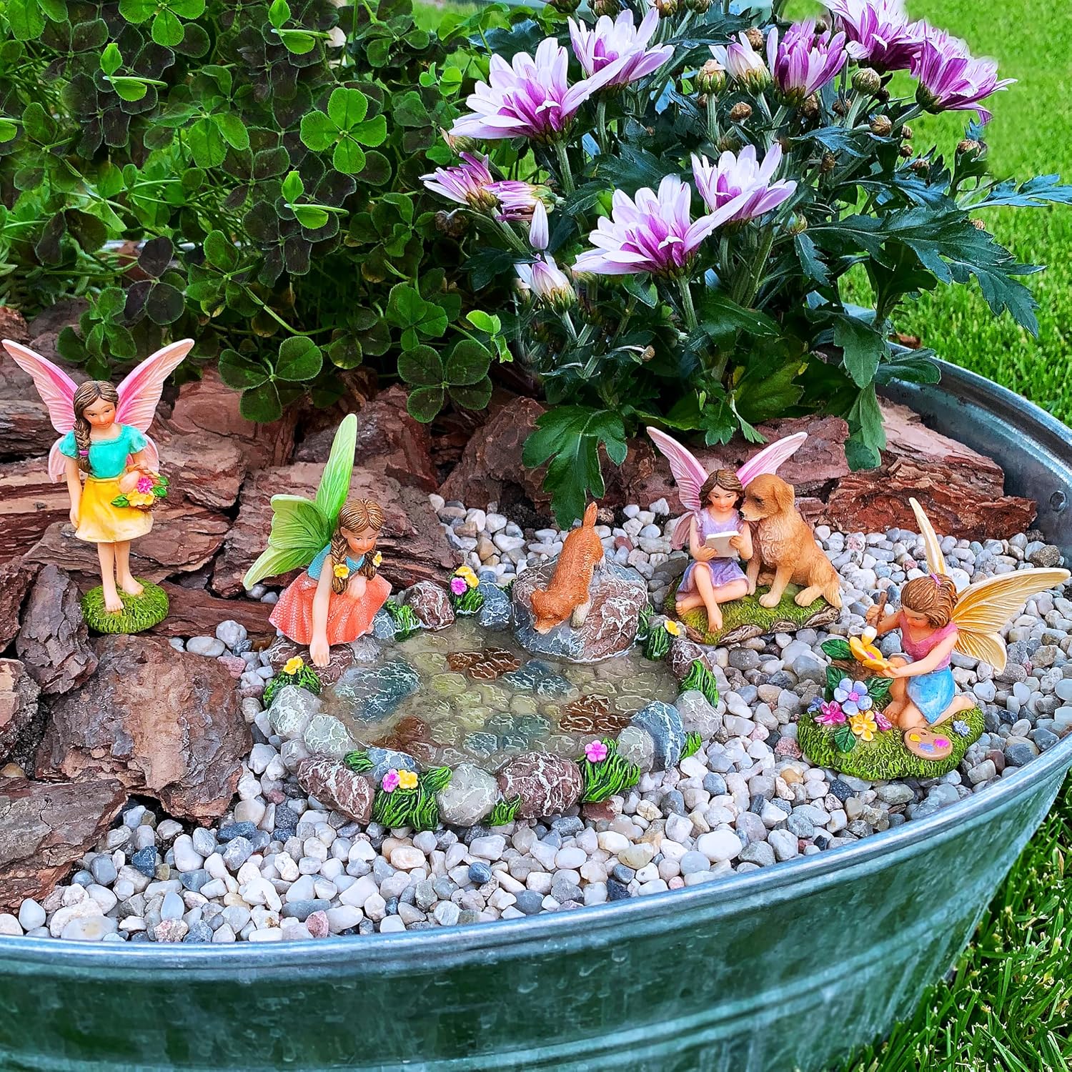 Mood Lab Fairy Garden Miniature Pond Kit - Figurines & Accessories Set of 5 pcs - Outdoor or House Decor - Image 2