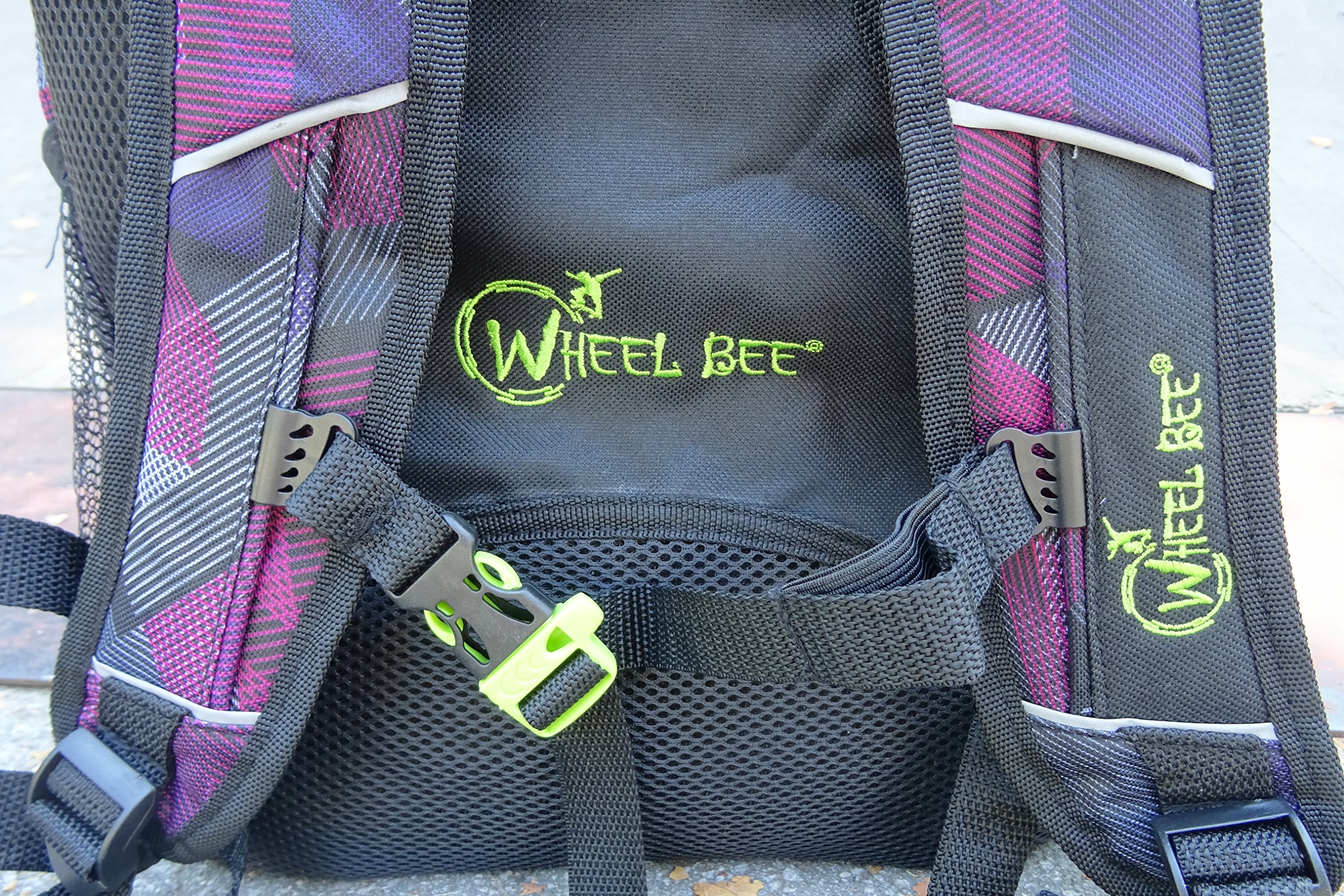 Wheel-Bee Rucksack mit integriertem LED Licht (grün) und Reflektorstreifen, Sichtbarkeit bei Dunkelheit, 30 Liter