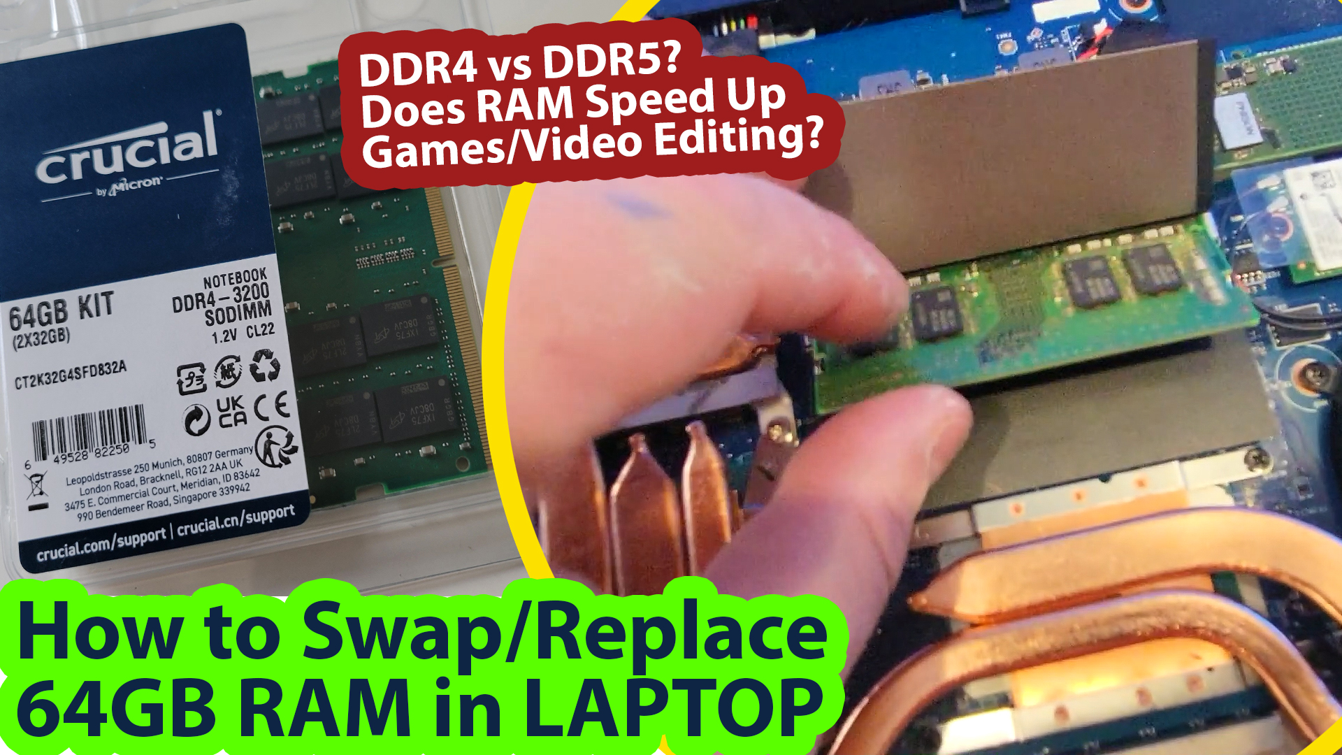 Watch Installing Laptop 64GB RAM & Testing it Video Editing & Apps on ...