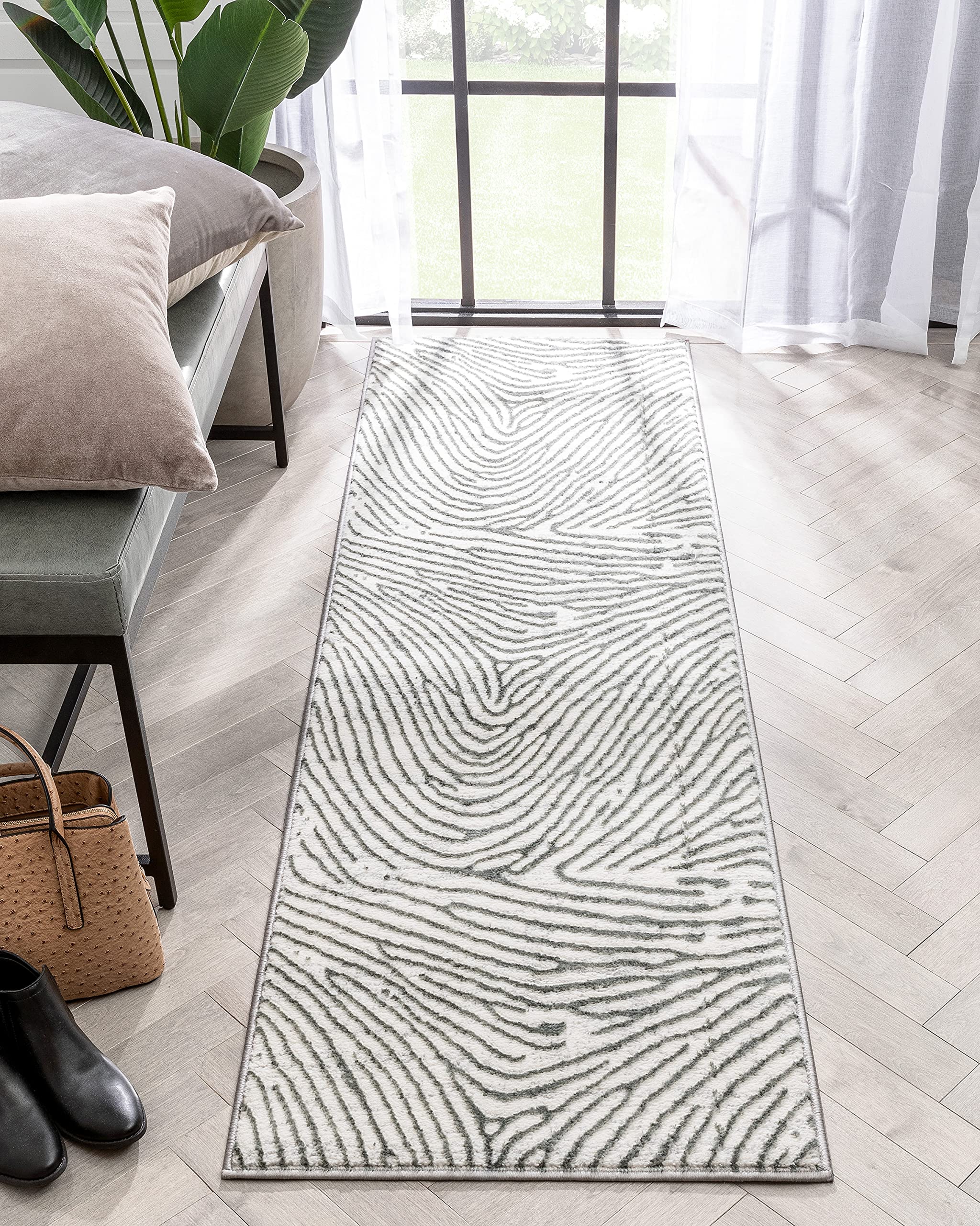Well Woven Basma Ivory Abstract Geometric Soft High-Lo Pile Runner Rug 2x7 (2'3" x 7'3")