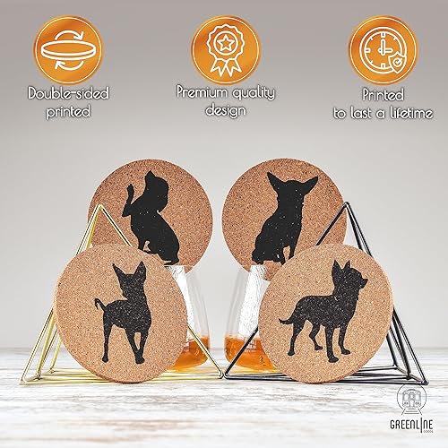 Miniatura 3 de Chihuahua Lovers - Juego de 4 posavasos de corcho para perros con parte inferior protectora, posavasos decorativos de Chihuahua para bebidas, gran