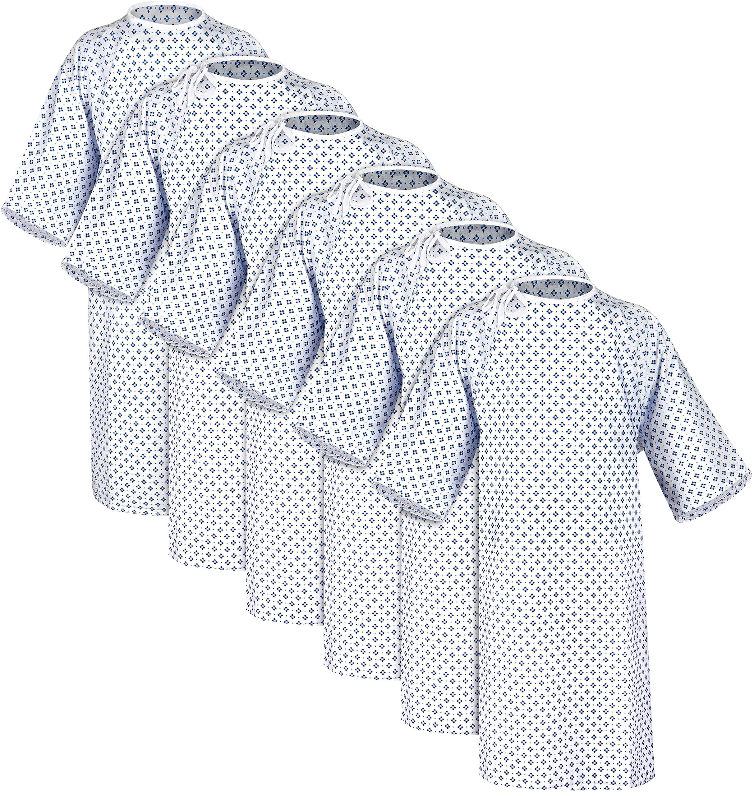 LUXCARE Comfortable Hospital Gowns for Men and Women [6 Pack] Unisex Patient Medical Gowns Fits All Sizes up to 2XL, Easy-on Hospital Gown for Elderly, Hospice, Home Care, Labor and Delivery