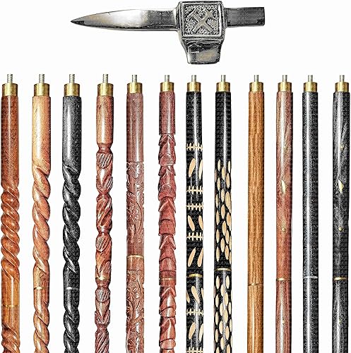 Wooden Walking Sticks and Canes Travel Collapsible for Men Women Seniors Hiking with Brass Hammer Handle (Black Antique, AANWS-93)