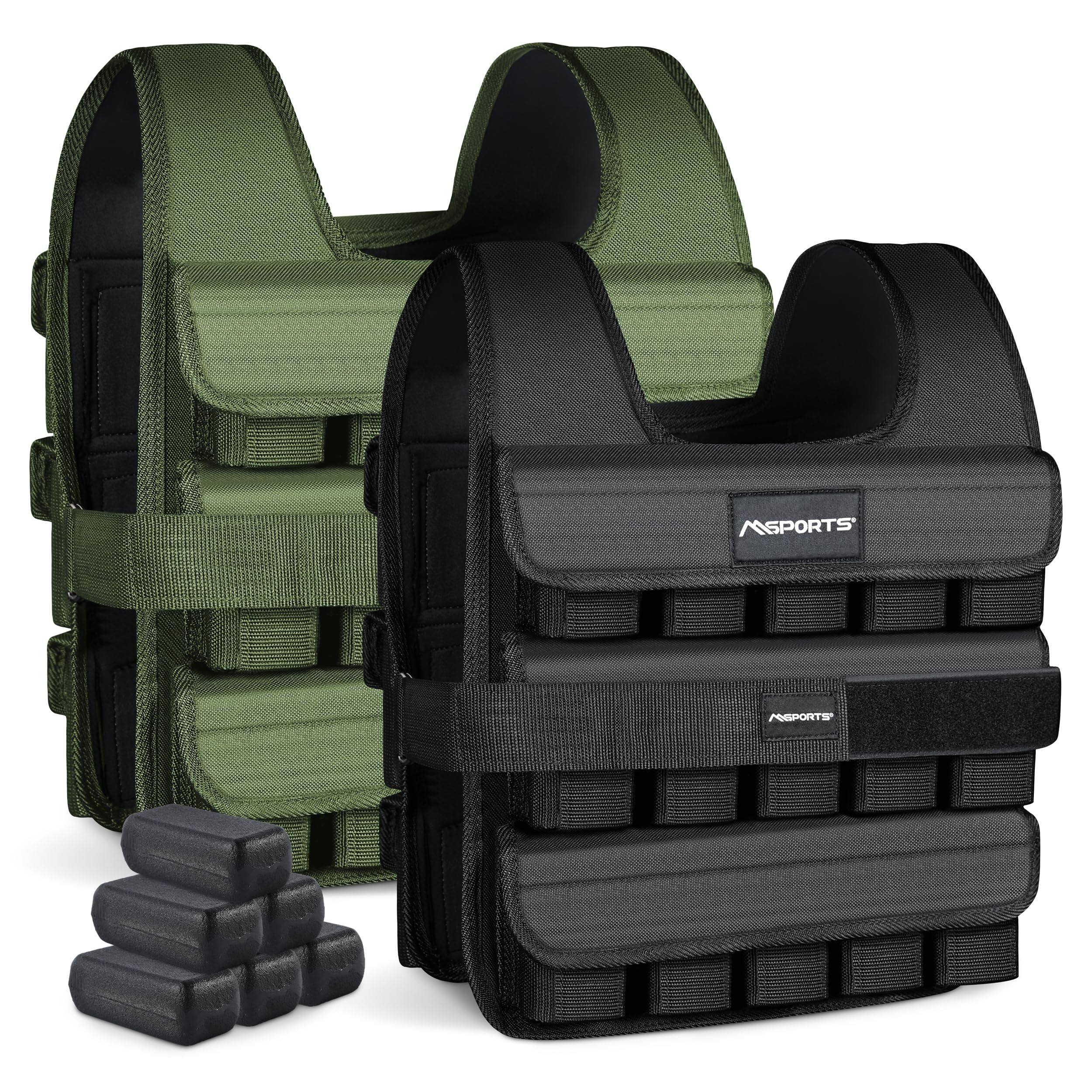 MSPORTS Gilet lesté de qualité supérieure, réglable de 5 kg à 30 kg, pour l'entraînement et la musculation