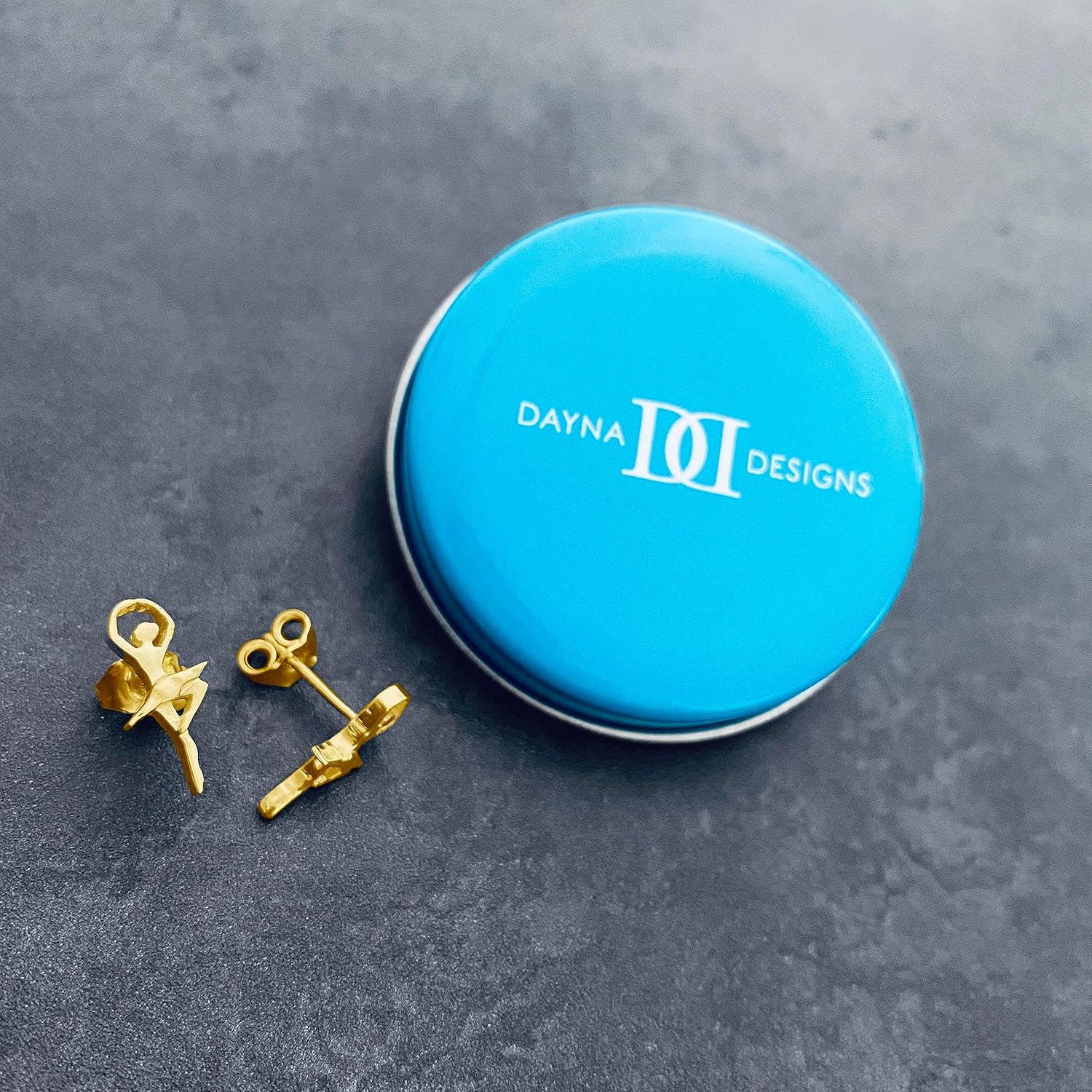 Ballet Dancer Post Earrings - 24K Gold over 925 Solid Sterling Silver, Studs, Hypoallergenic Jewelry Gifts for Coaches and Women ballerina Athletes, Dancer and Mini Team Charms by Dayna Designs