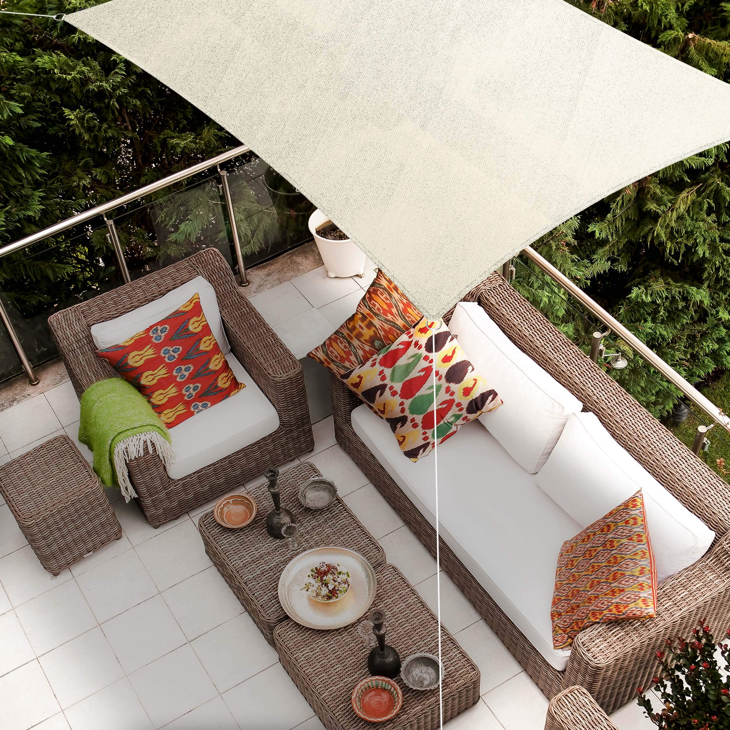 Hometex Premium Textiles Sonnensegel 3×4m Rechteckig inkl. Befestigungseile | Sahne | Sonnenschutz ideal für Garten, Terrasse, Balkon, Camping