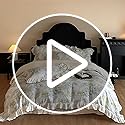 VM VOUGEMARKET Muslin Cotton Duvet Cover Set King Shabby Watercolor Duvet Cover with Ruffles Soft Linen Like Gauze Comforter Cover with Zip Closure and Corner Ties- 104"x90"