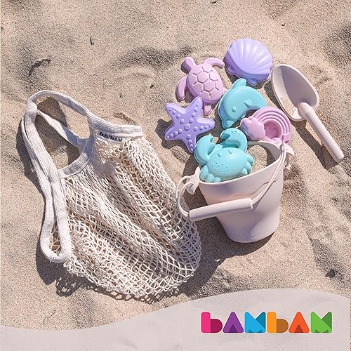Miniatura 9 de BamBam Baby Juguetes de playa de silicona prémium para niños pequeños y bebés  100% libre de BPA, probado en seguridad  Juego de 8 cubos de arena