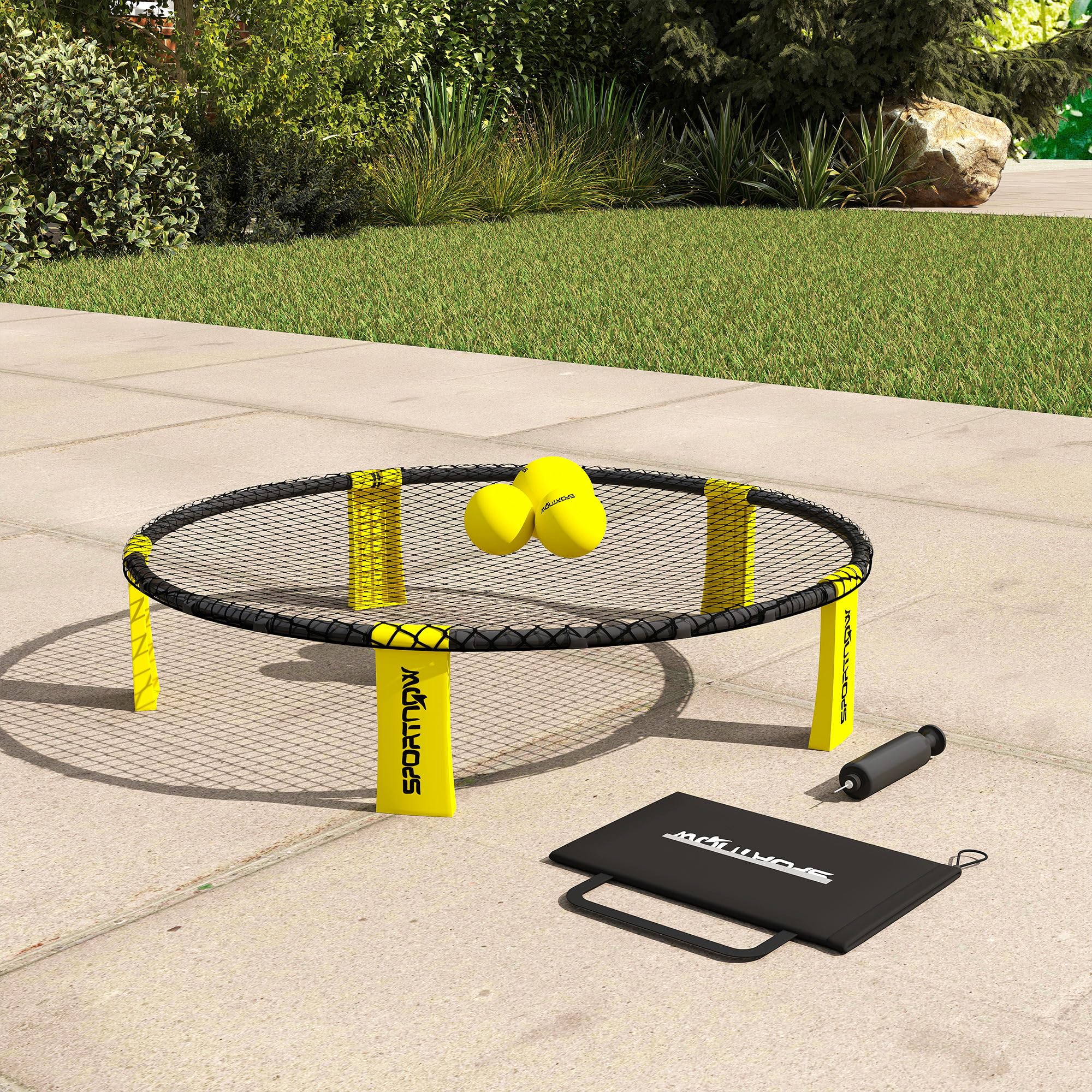 SPORTNOW Roundnet Set Spieleset mit Spielnetz, 3 Bällen, Tragetasche und Ballpumpe, Blinngoball Set für Garten, Park, Strand, drinnen