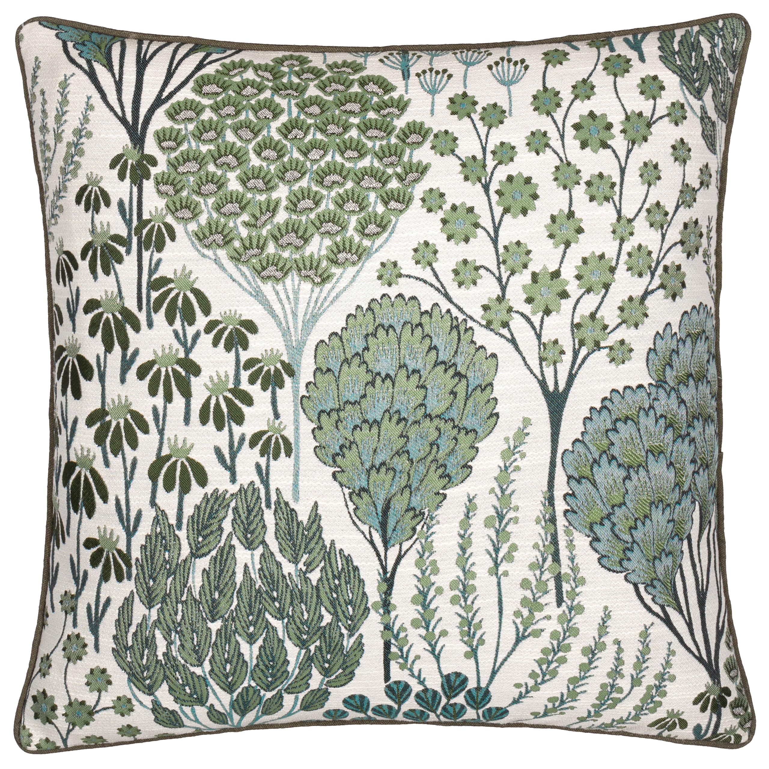 furn. Wylder Ophelia Cushion Cover – Reversible Botanical Floral Jacquard Cushion Case (Thyme/Mineral - 50x50cm)