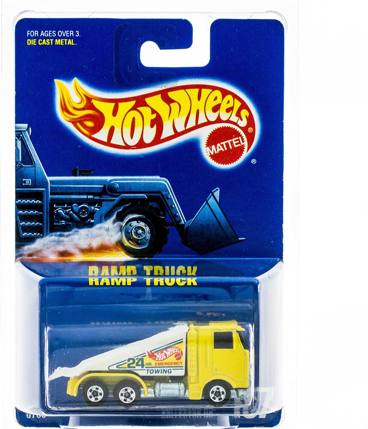 Hot Wheels RAMP Truck 1991 1:64 Scale Yellow Ramp Tow Truck Die Cast Car Collector #187