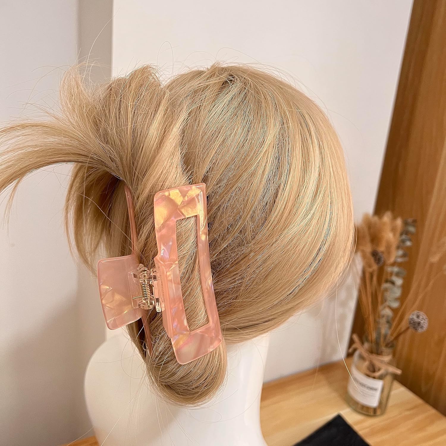 2pcs Large Hair Claw Clips for Thick Hair, Tortoise Hair Clips, Acrylic Celluloid French Butterfly Jaw Clips, Strong Hold for Women (Orange&gray) - Image 3