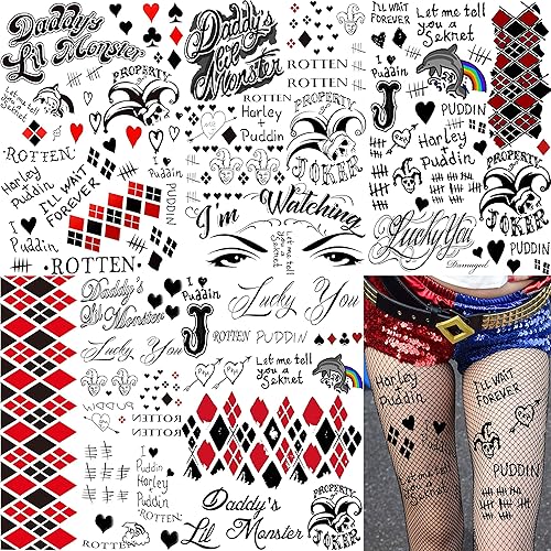 VANTATY 5 hojas de tatuajes temporales 3D de Halloween para mujeres, niñas y adultos, calcomanías de tatuaje falsas HQ, kit de maquillaje para