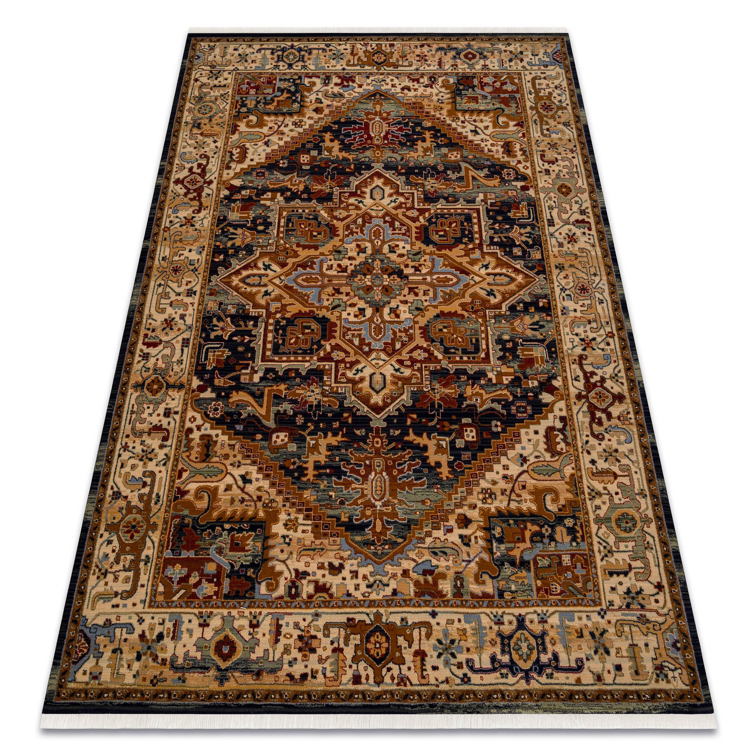 Tapis en laine oriental KESHAN beige pour réchauffer l'ambiance de votre chambre
