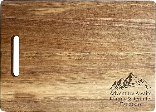Miniatura 6 de Tabla de cortar de madera grabada personalizada con texto o mensaje personalizado, madera de acacia (10 x 14)