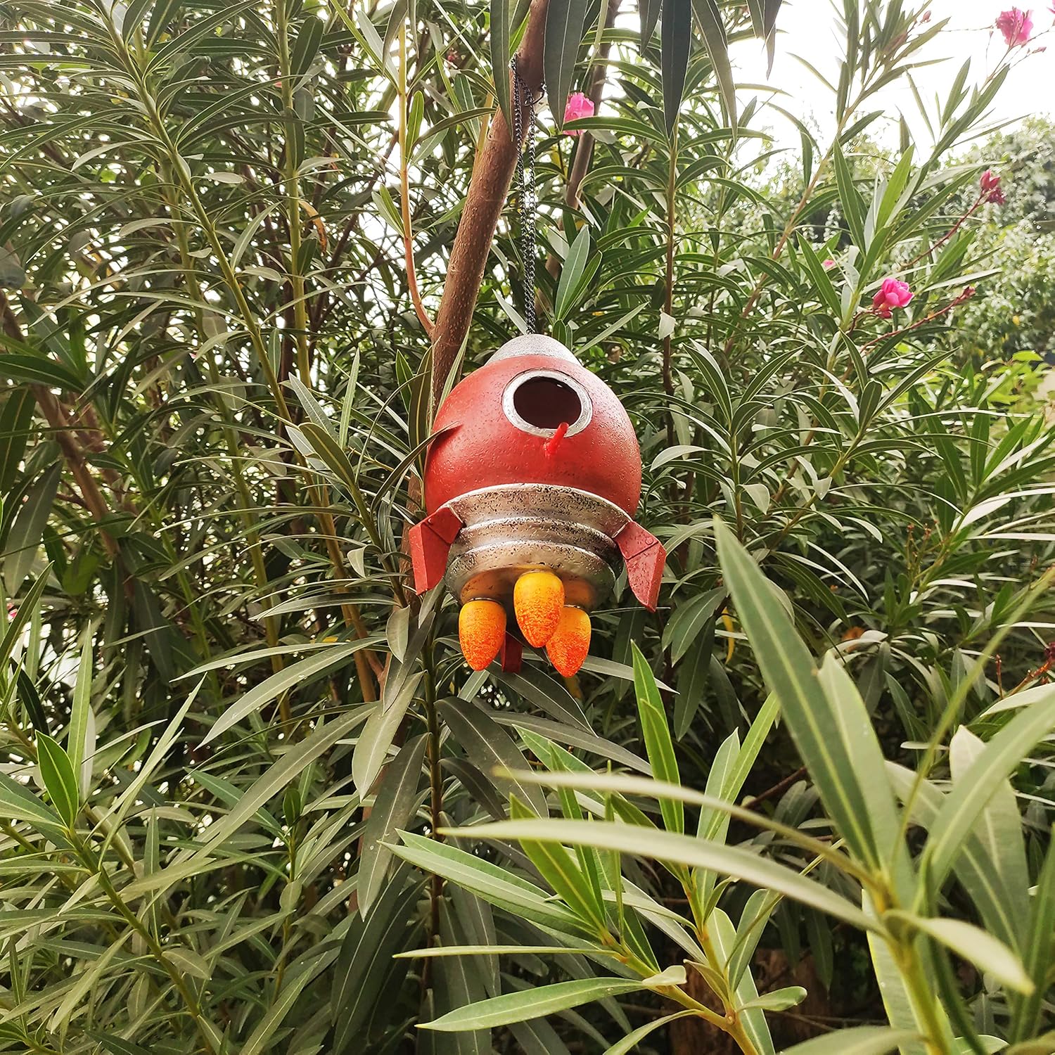 MARYTUMM Rocket Hand-Painted Bird House, Outdoor Bird Hut, Waterproof Birdhouses for Outdoors Hanging, Cute Hanging Birdhouse for Outside : Patio, Lawn & Garden