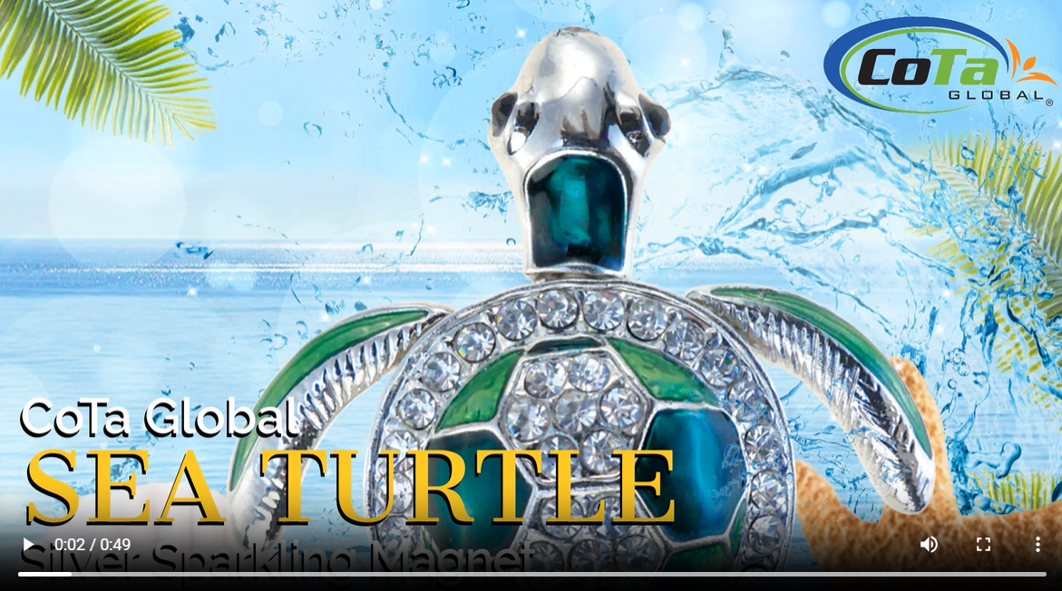 Imán decorativo tortuga marina verde y plata miniatura 7