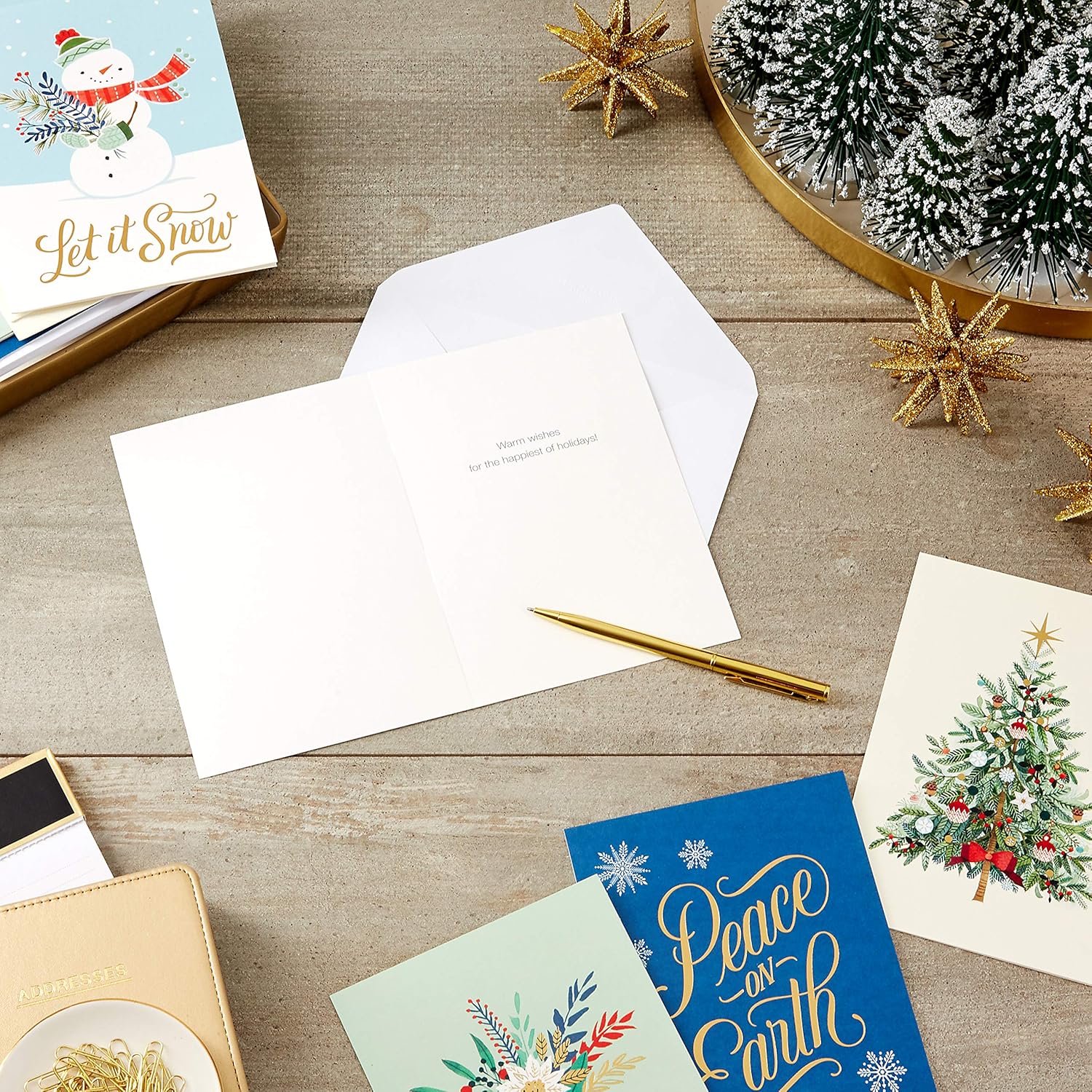 Hallmark Boxed Christmas Cards Assortment, Let it Snow (4 Designs, 12 Cards and Envelopes) : Office Products
