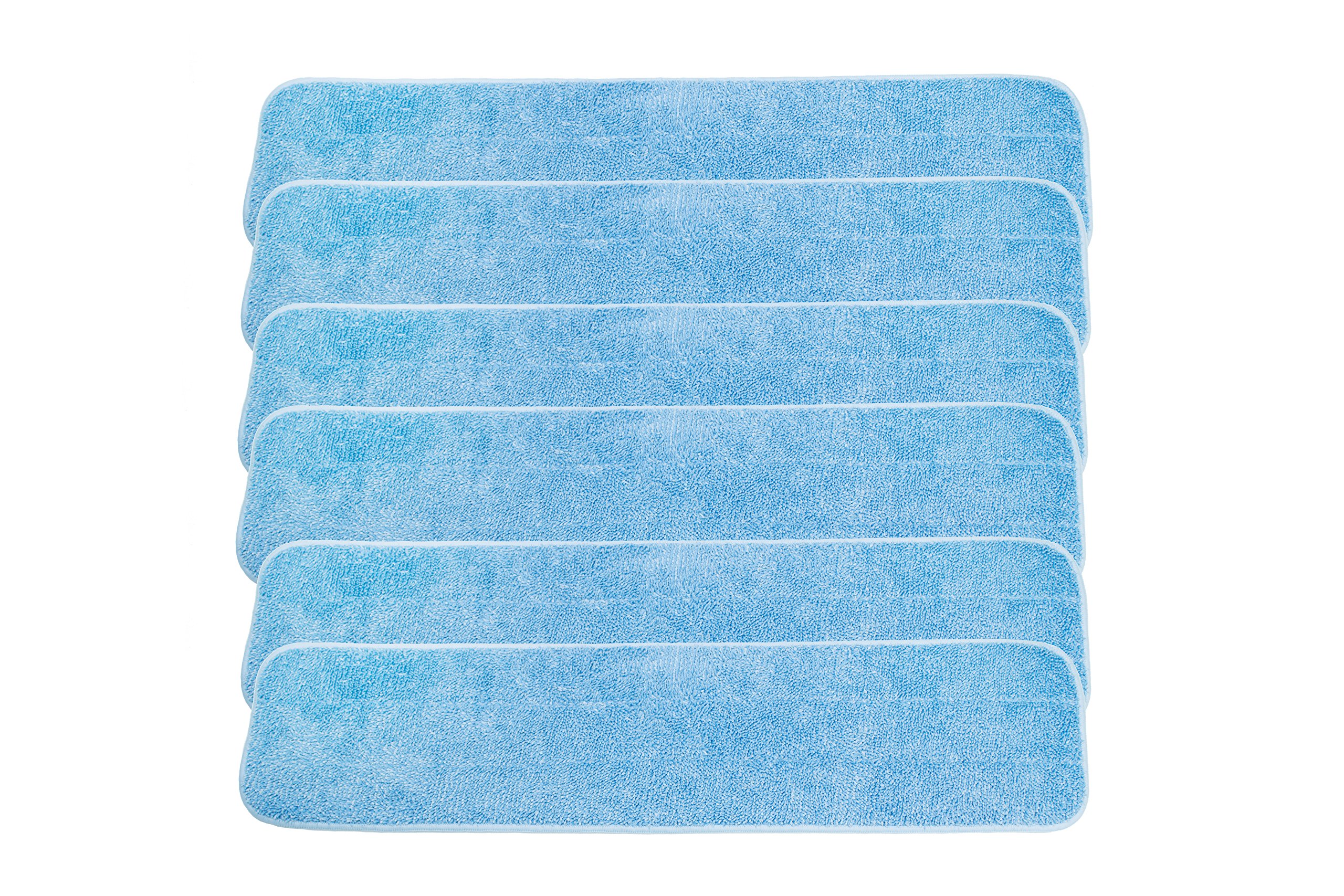 LTWHOME 60 cm (24") Microfiber Commercial Mop Refill Pads in Blue Fit for Wet or Dry Floor Cleaning (Pack of 6)