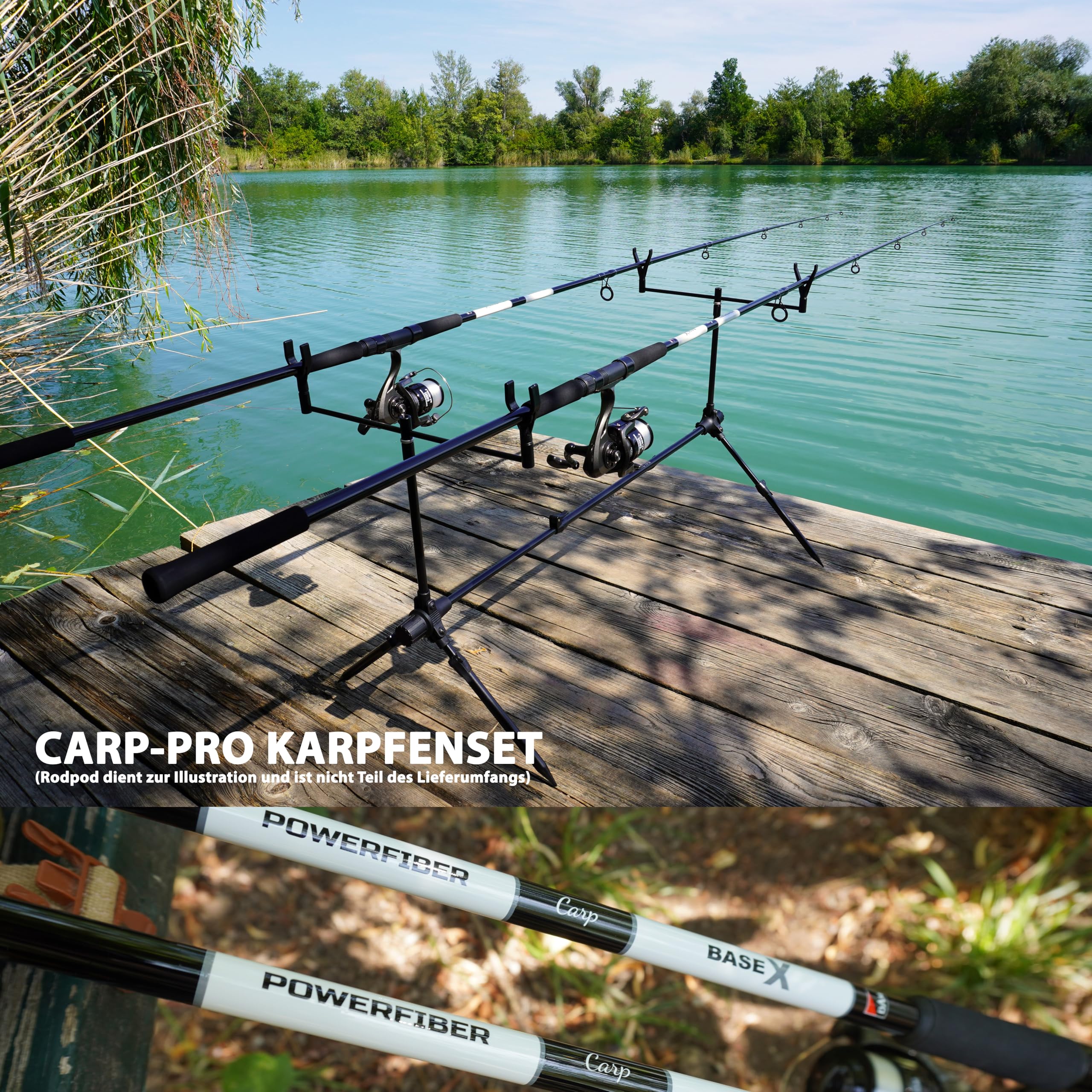 Fischzeux Karpfen Set komplett Carp Pro – Angelset 2 Karpfenruten mit 2 Rollen