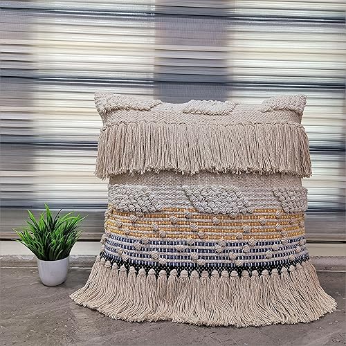 Miniatura 4 de Trade Star Fundas de cojín bohemias 100% de algodón de alta calidad, suaves y cuadradas, fundas de almohada naturales perfectas para casa rural,