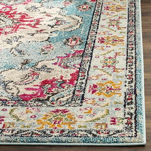 Miniatura 3 de Alfombra bohemia Safavieh estilo medallón antiguo, colección Monaco MNC243J, no suelta fibra, resistente a las manchas, decorativo, ideal para sala