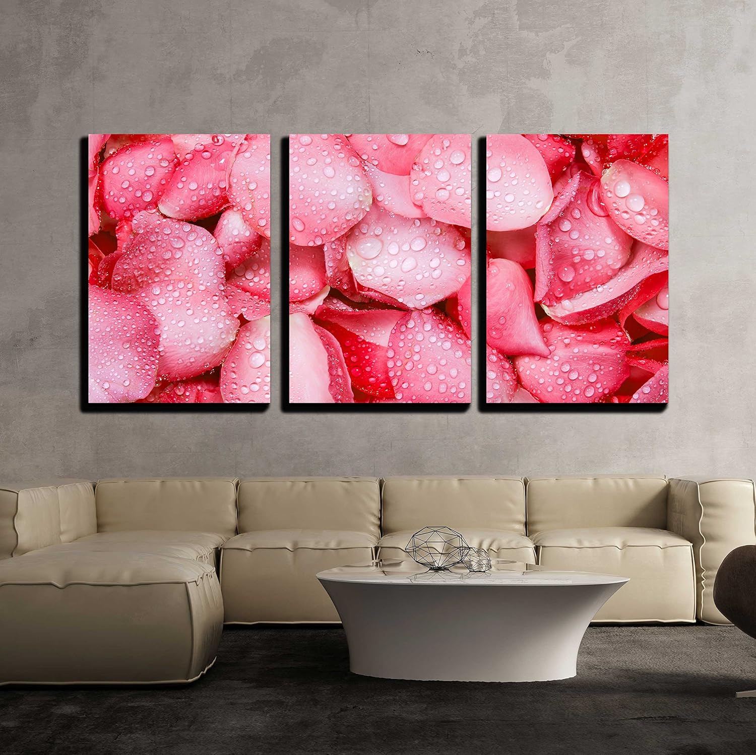 wall26 3 Piece Canvas Wall Art The Fresh red Rose Petal