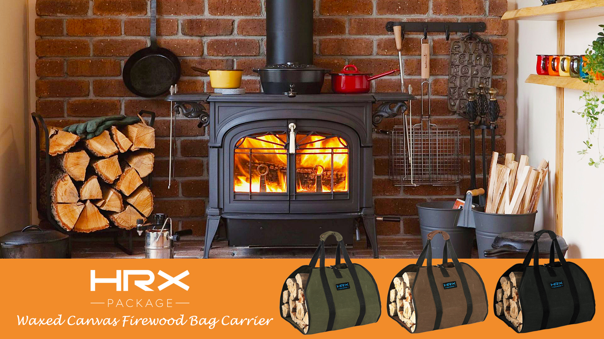 Amazon.com: HRX Package Waxed Canvas Firewood Bag Carrier, Water