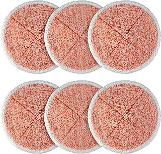 BlueStars 6 Pack 2124, 2039A, 2307, 23157, 20391, 20399 Replacement 2124 Mop Pads Heavy Scrub Compatible with Bissell Spinwave Hard Mop Cleaners (Orange) - Easy to Install - Washable & Reusable