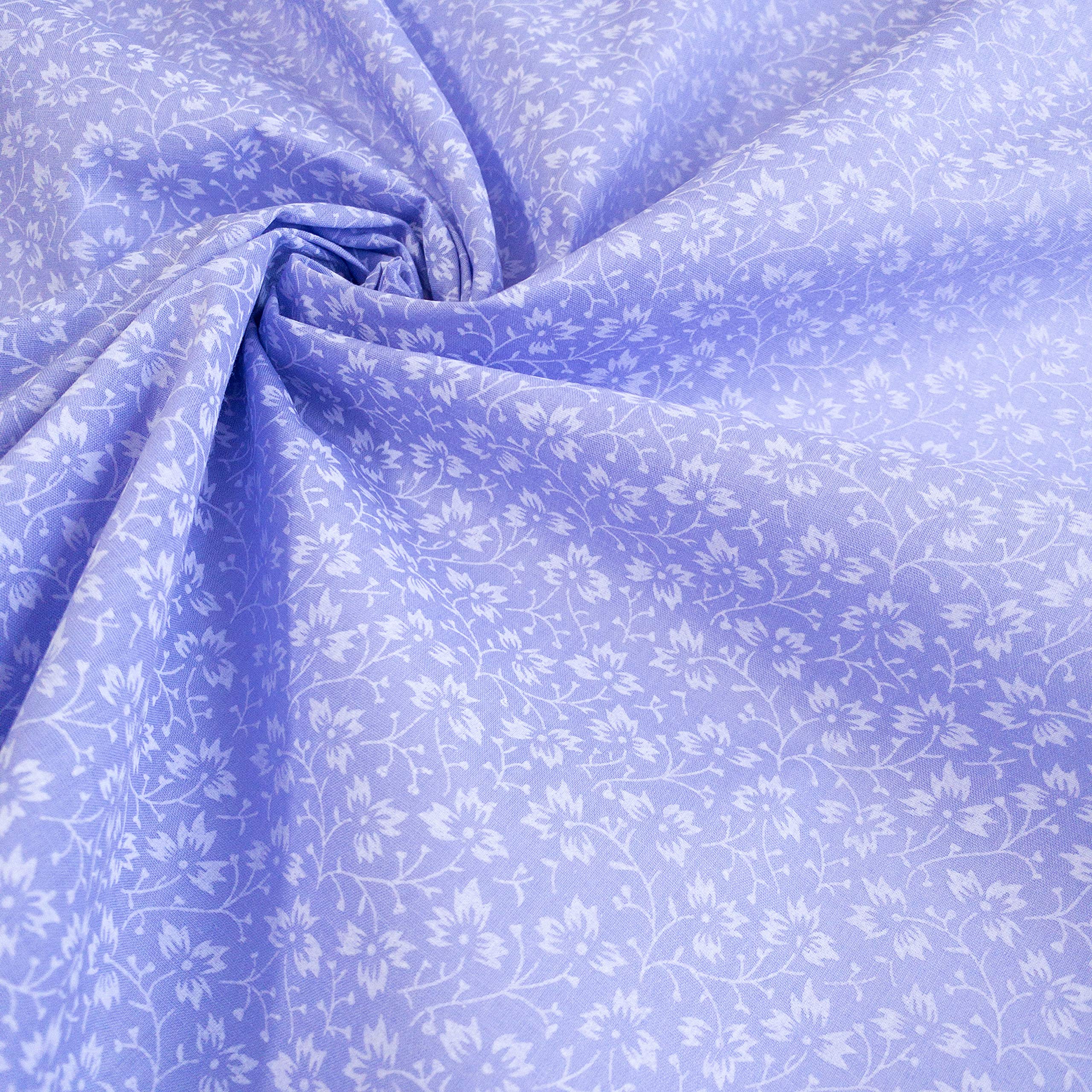 5060871760552 Green Lilac Blossom Ditsy Leaves Floral Polycotton Fabric (Per Metre) By Rolled Up Fabrics