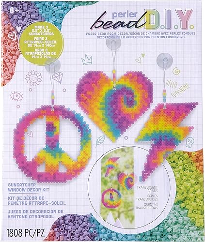 Perler Kit de manualidades de cuentas fusionadas, teñido anudado, 1808 piezas