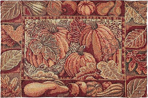 Miniatura 2 de Tapiz de lino violeta para cosecha de otoño, Acción de Gracias, hojas de otoño, girasoles, frutas, calabazas, tapiz tejido de algodón de poliéster,