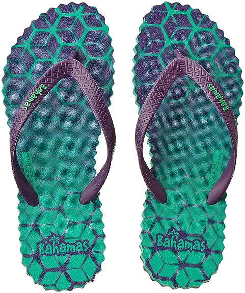 Bahamas Womens Green Purple Flip Flops-5 (BH0076L)