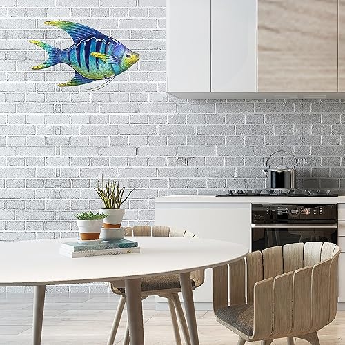 Vista 39 de JOYBee - Decoración artística de pared de vidrio fundido de metal con estrellas de mar Estrella de mar azul.,3 piezas de cangrejo,Caballito de mar