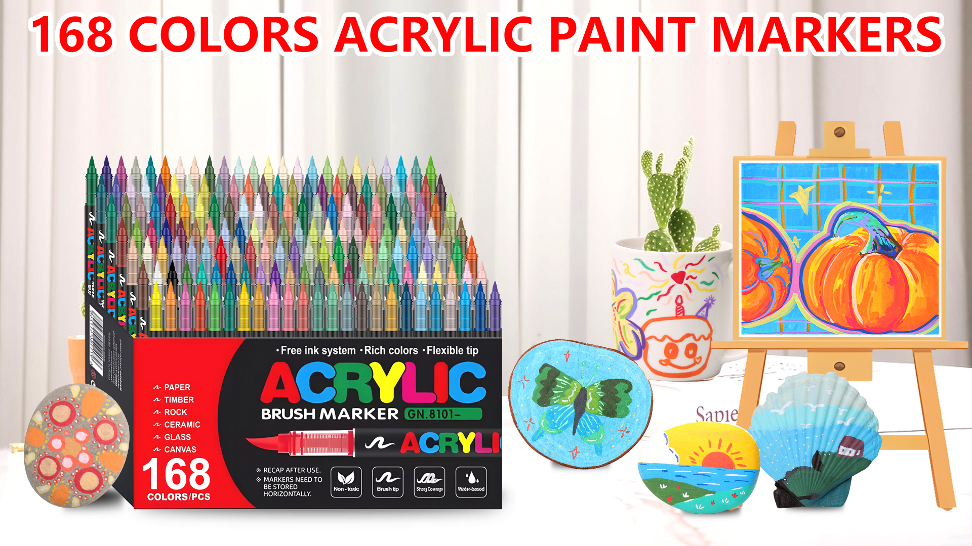 Laconile 168 Colours Accrylic Paint Brush Markers Set -Paint Pens