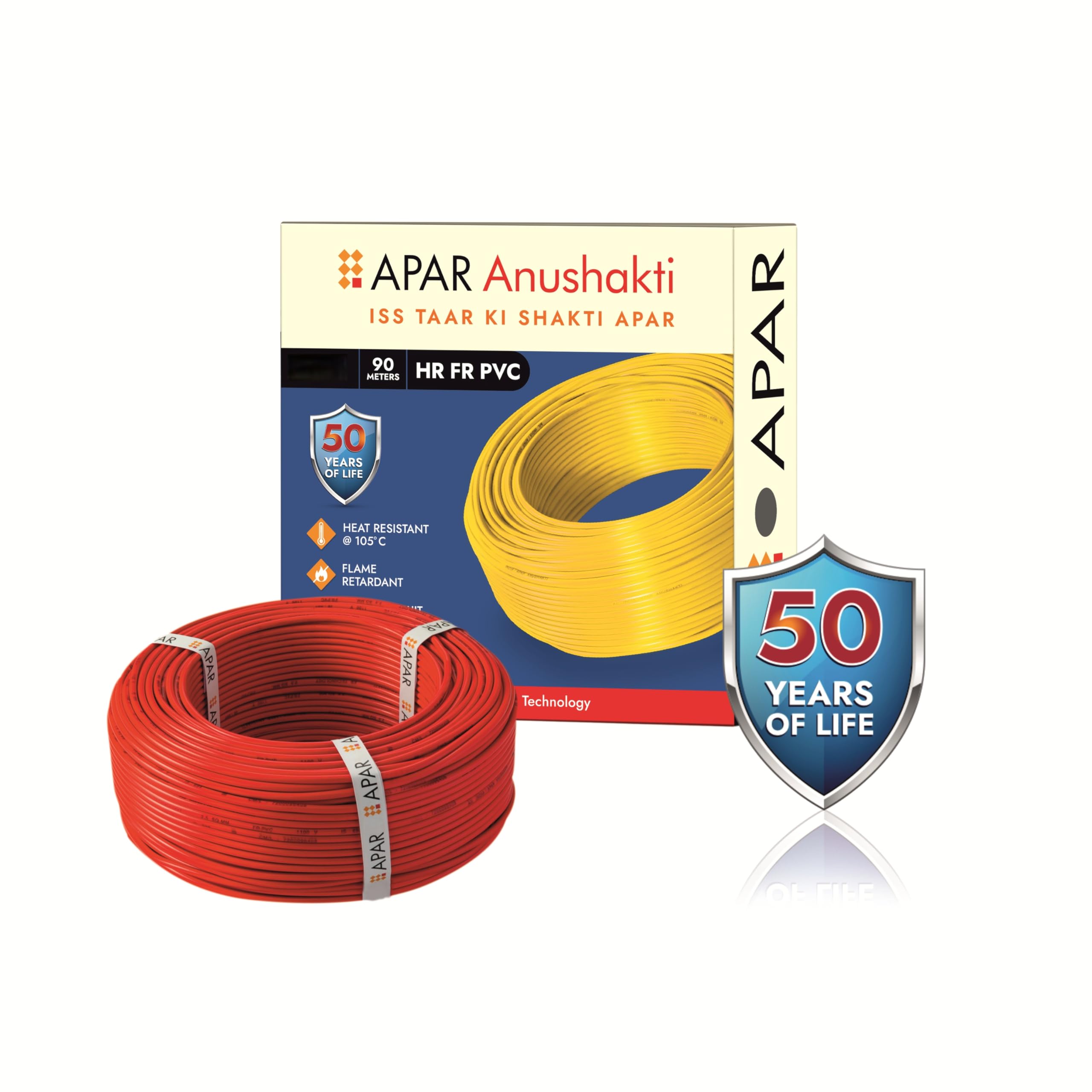 APAR ANUSHAKTHI 4.0Sq mm 90m HEAT RESISTANT(@ 105*C) FLAME RETARDANT PVC Powered by E-BEEM TECHNOLOGY Single Core CLASS 5 COPPER Conductor Wire for Domestic & Industrial Electrical Wiring (RED)-image-29