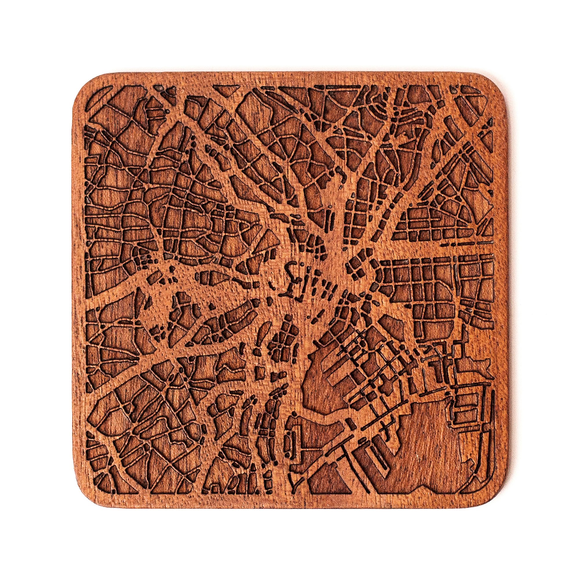 Tokyo Map Coaster, One piece, Sapele Wooden Coaster with City map, Multiple City Optional, Handmade