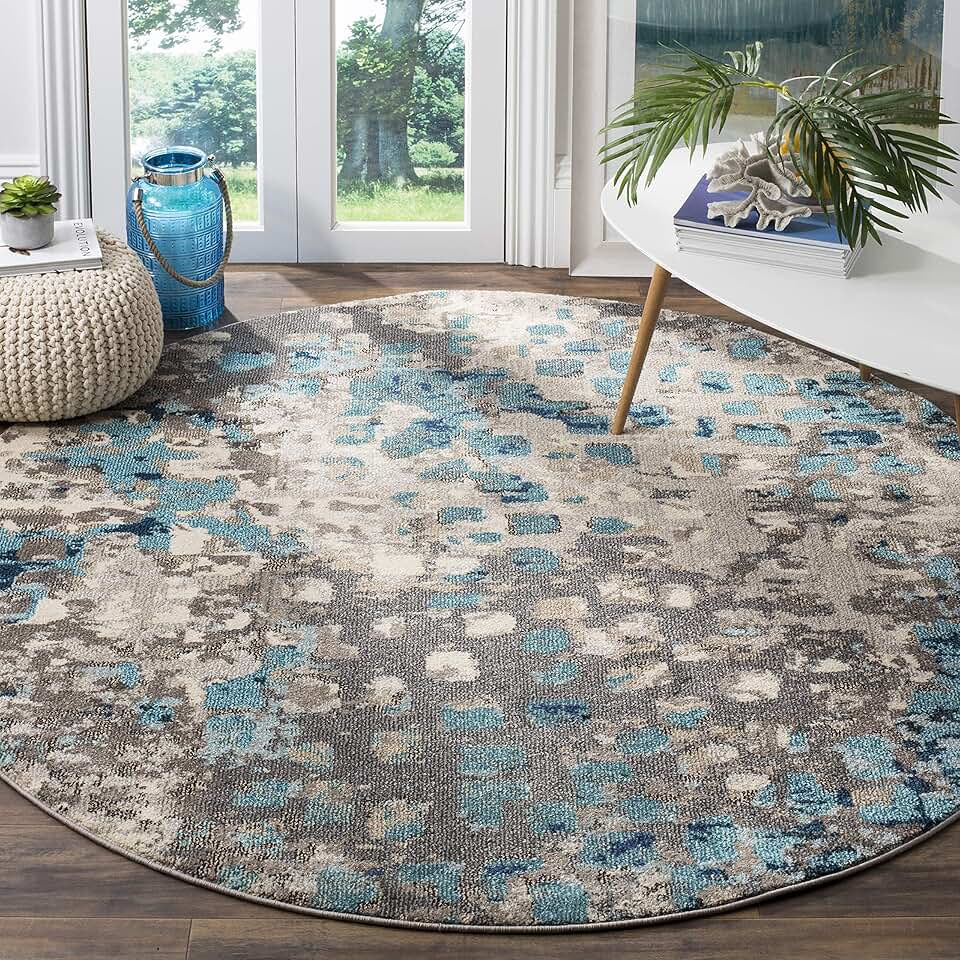 Teal and Grey Contemporary Area Rug